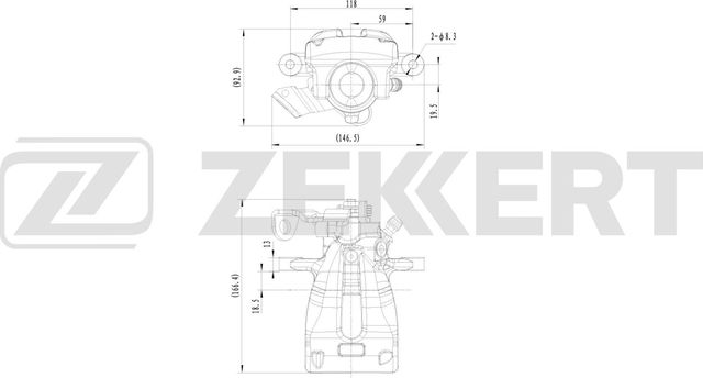 Тормозной суппорт Zekkert (алюминий) задний правый для Opel Zafira B 2005-2019. Артикул BS-8371