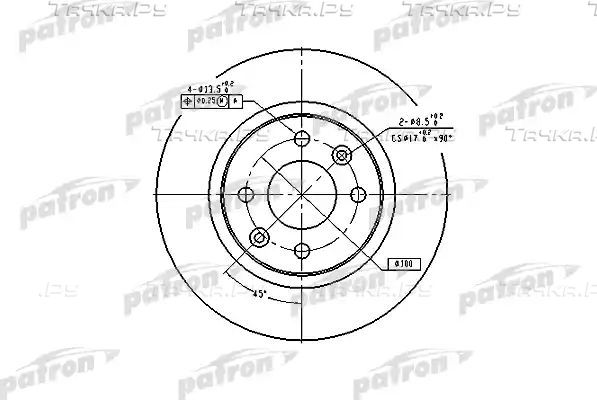 Тормозной диск Patron передний для Renault Sandero II 2007-2026. Артикул PBD2586