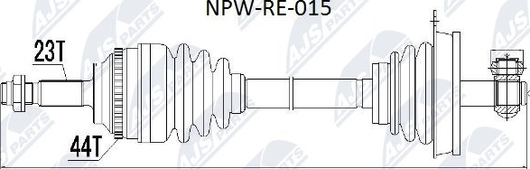 Полуось (привод в сборе, приводной вал) NTY. Артикул NPW-RE-015