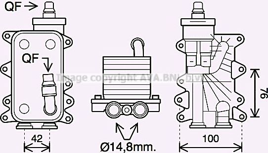 Радиатор масляный (маслоохладитель) для АКПП AVA (алюминий). Артикул BW3560H