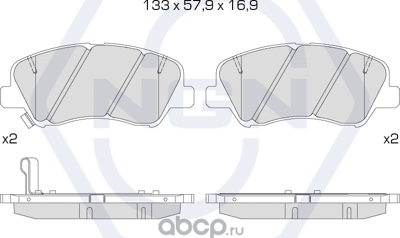 Колодки тормозные керамические, передние (NGN). Артикул 3502482