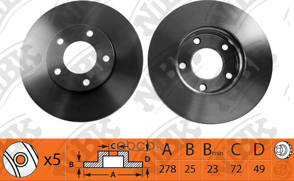 ДИСК ТОРМОЗНОЙ ПЕР ВЕНТ (Nibk). Артикул RN1193V