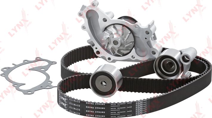 Помпа (водяной насос) с комплектом ремня ГРМ LYNXauto. Артикул PW-1295