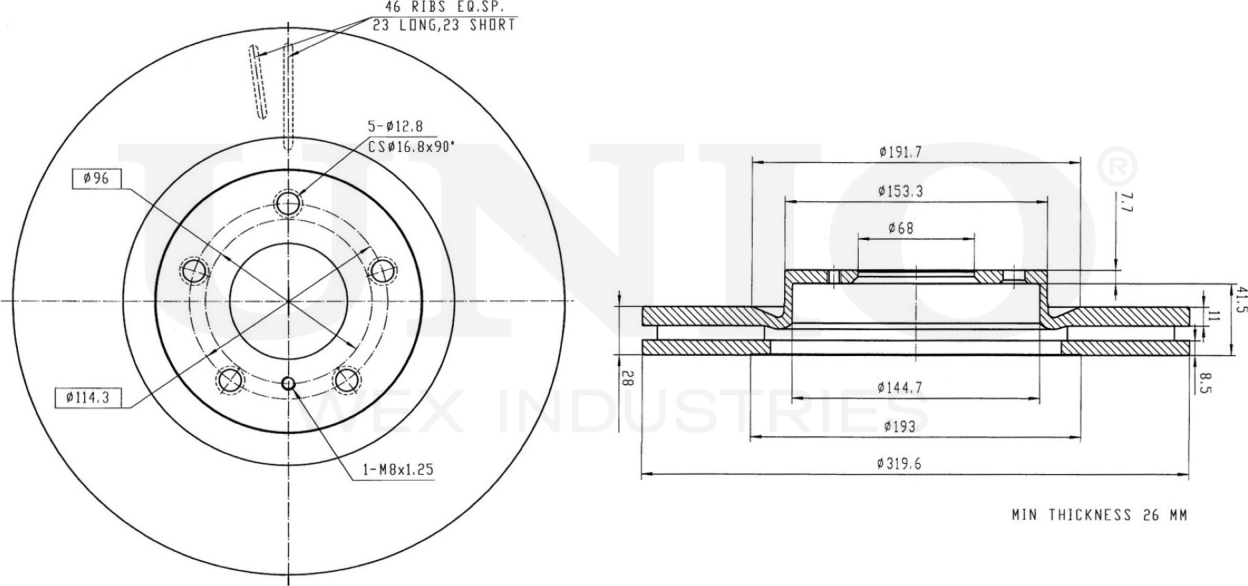 Диск тормозной (Unio). Артикул BRD-20267