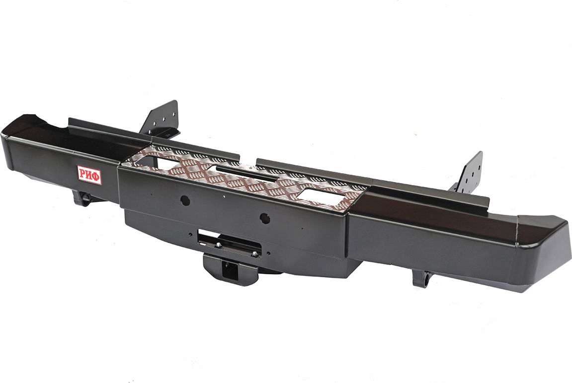 Бампер силовой РИФ задний с площадкой под лебёдку и квадратом под фаркоп для Mitsubishi L200 V 2015-2019. Артикул RIFTMQ-20130