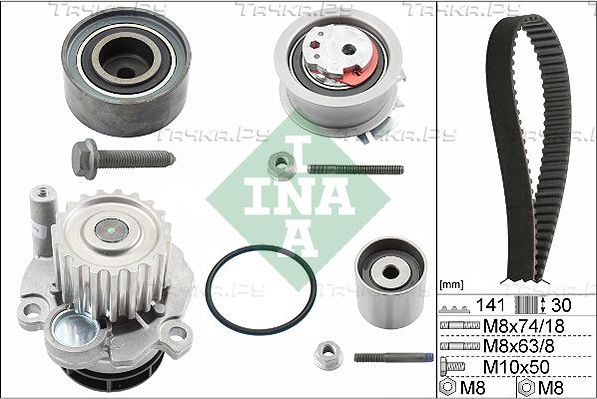 Помпа (водяной насос) с комплектом ремня ГРМ Ina для SEAT Toledo III 2004-2009. Артикул 530 0405 30