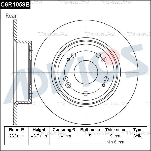 Тормозной диск Advics. Артикул C6R1059B