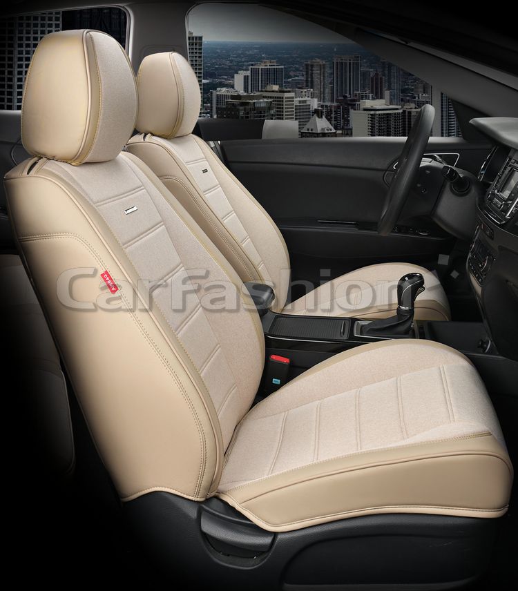 Чехлы универсальные каркасные CarFashion 5D Mayer на передние сидения авто, цвет Бежевый/Бежевый/Бежевый. Артикул 21506