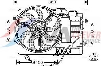 Вентилятор радиатора двигателя AVA (полимерный материал). Артикул BW7516