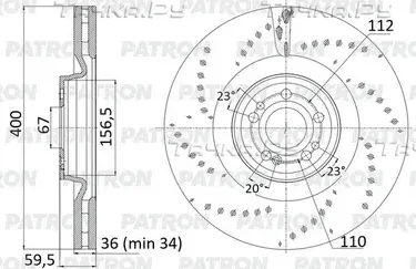 Диск тормозной пер. MB GLE/GLS-series (C167/V167/X167) 19- (d=400 mm) (Patron). Артикул PBD1481DR
