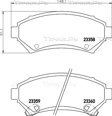 Тормозные колодки Behr-Hella передние для Cadillac DeVille VII 1995-1999. Артикул 8DB 355 016-951