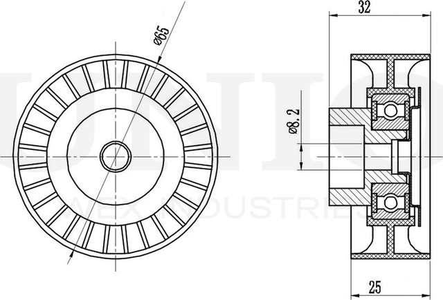 Ролик поликлинового ремня направляющий (Unio). Артикул TNS-10061