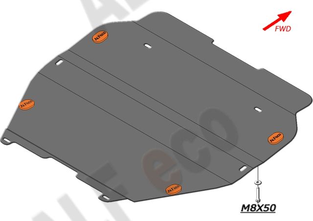 Защита алюминиевая Alfeco для картера и КПП Volkswagen Transporter T5 4Motion 2003-2015. Артикул ALF.26.23al