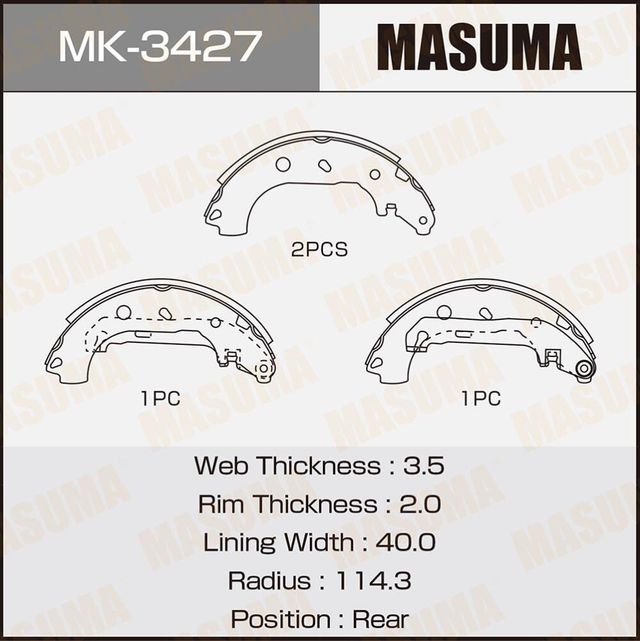 Тормозные колодки Masuma. Артикул MK-3427