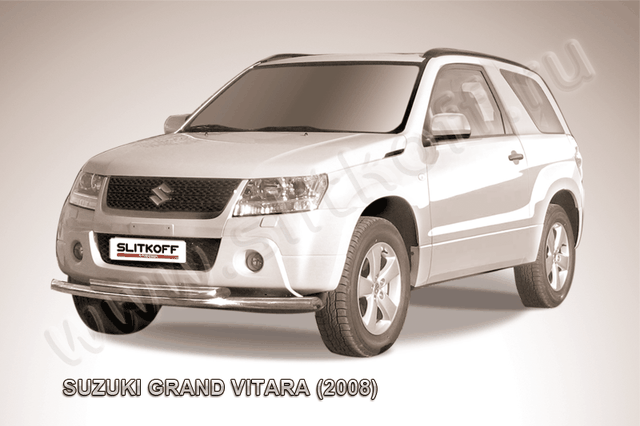 Защита Slitkoff переднего бампера d57/57 двойная для Suzuki Grand Vitara III 3-дв. 2008-2012. Артикул SGV3D08008