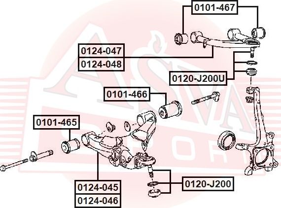 Поперечный рычаг передней подвески Asva. Артикул 0124-045