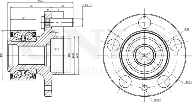 Ступица колеса с интегрированным подшипником (Unio). Артикул HUB-20043