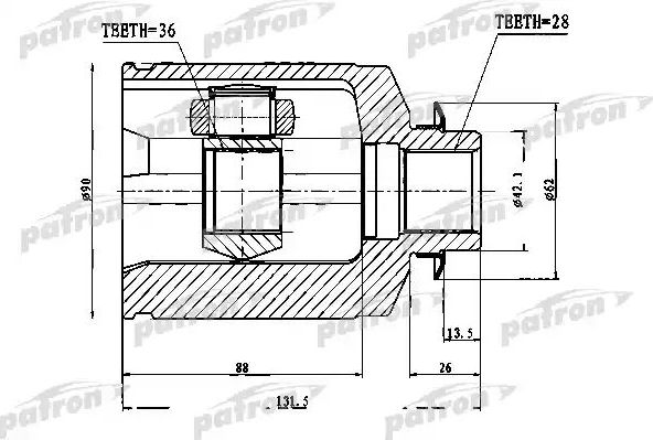 Шрус внутренний (граната) Patron. Артикул PCV1753