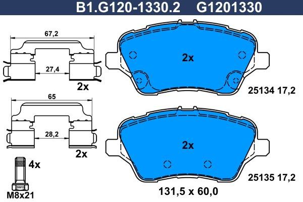 Тормозные колодки Galfer. Артикул B1.G120-1330.2