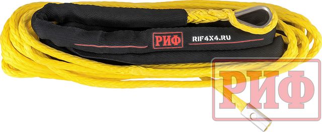 Трос синтетический РИФ для лебёдки 6 мм/15 м, желтый (готовый). Артикул SR6YE