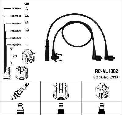 Высоковольтные провода (провода зажигания) (комплект) NGK для Volvo 480 1986-1995. Артикул 2993