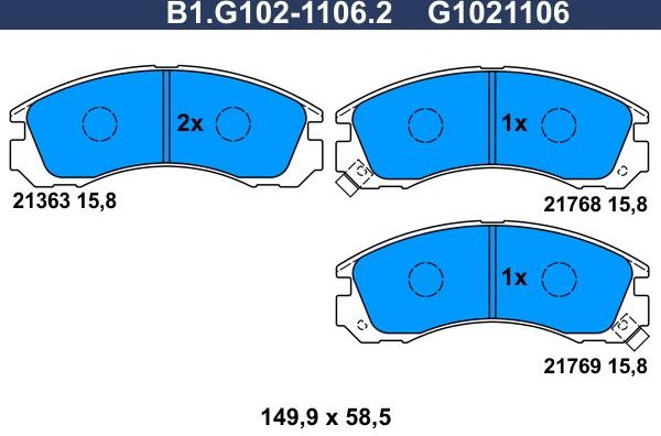 Тормозные колодки Galfer. Артикул B1.G102-1106.2