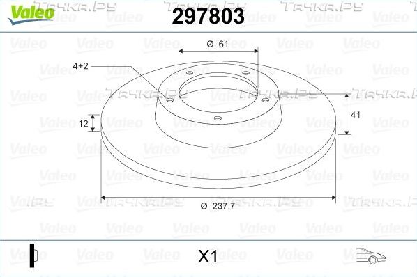 Тормозной диск Valeo передний для Dacia Sandero I 2009-2012. Артикул 297803