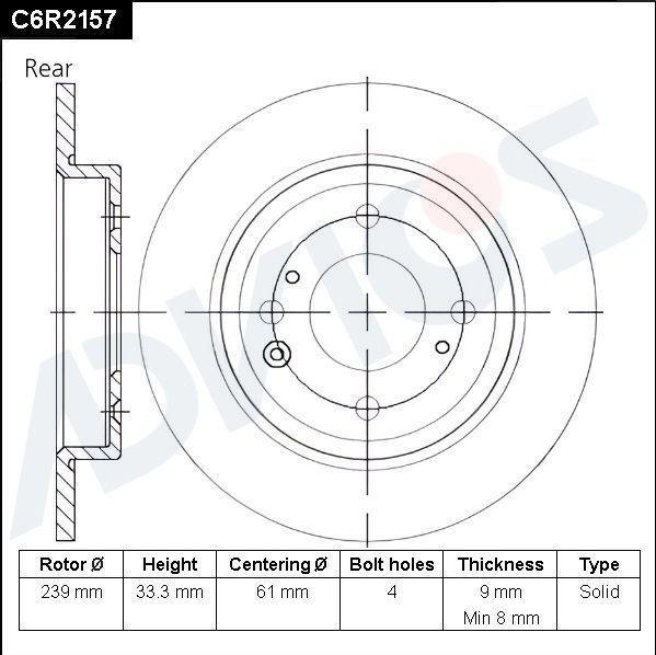 Тормозной диск Advics. Артикул C6R2157