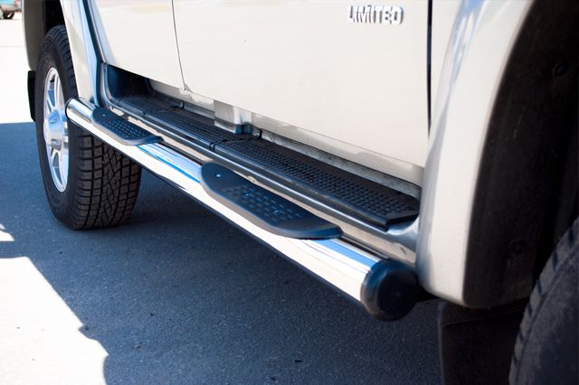 Защита порогов RusStal труба d76 с накладками (вариант 2) для УАЗ Patriot 2005-2014. Артикул UPT-0005052