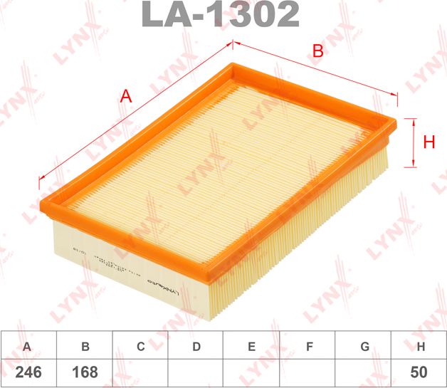 Воздушный фильтр LYNXauto. Артикул LA-1302