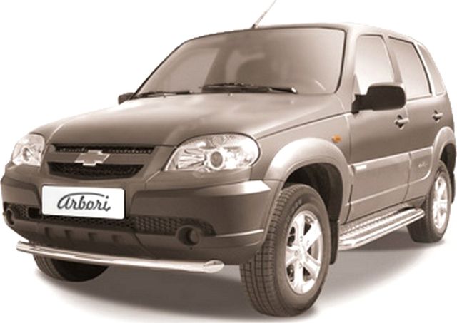 Защита Arbori переднего бампера d57 для Chevrolet Niva 2009-2020. Артикул AFZDACHN105