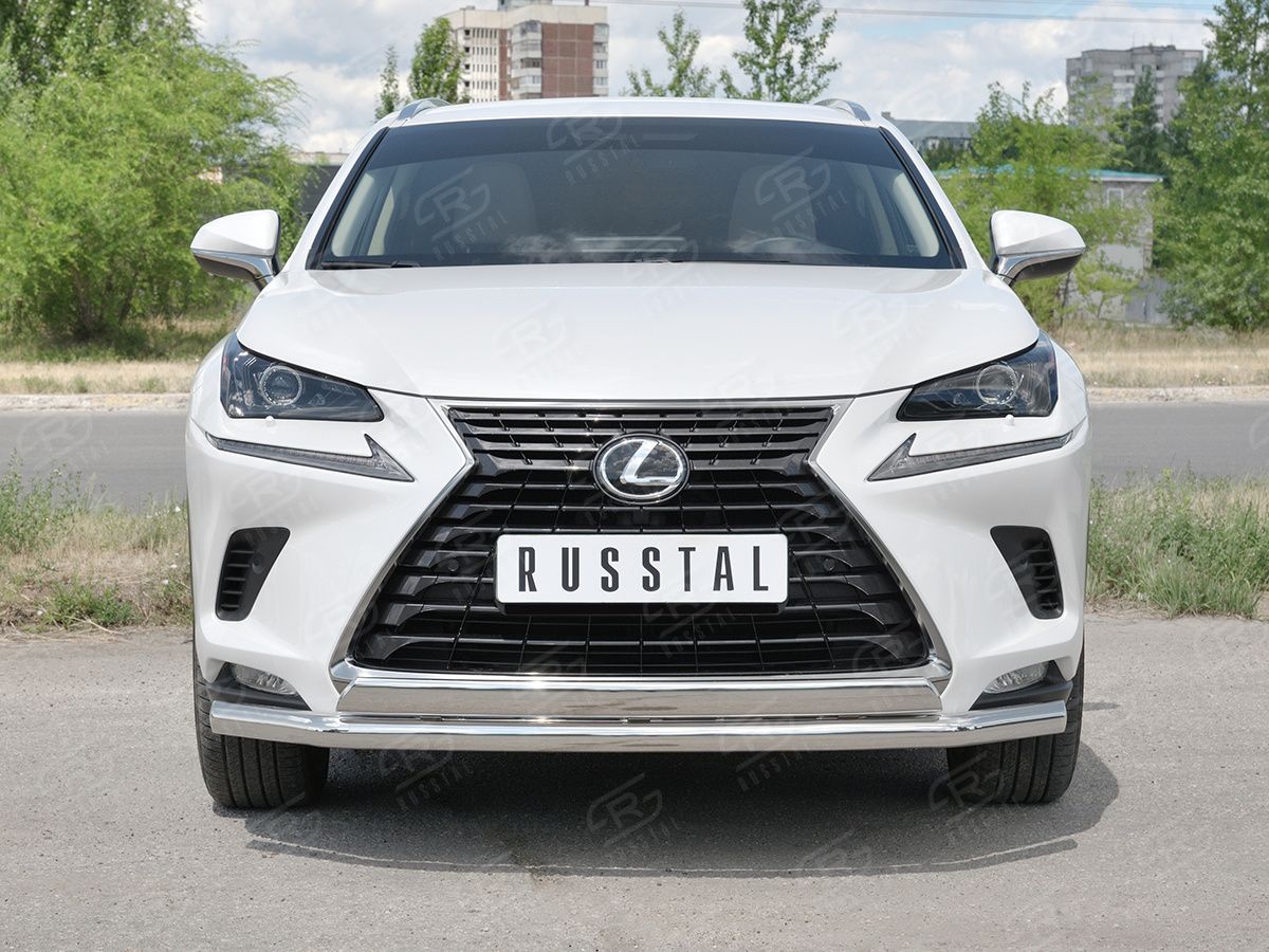Защита RusStal переднего бампера d63 секции-d75х42 дуга для Lexus NX300 2017-2026. Артикул LNX3Z-002939