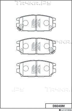Тормозные колодки MK Kashiyama задние для Mitsubishi Space Runner II 1999-2003. Артикул D6049M
