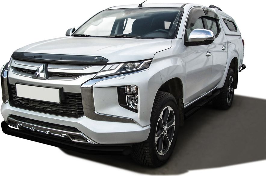 Защита Slitkoff переднего бампера d76 для Mitsubishi L200 V рестайлинг 2018-2026 ЧЕРНАЯ матовая. Артикул ML18-002B
