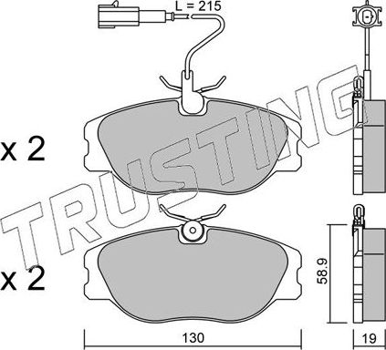 Тормозные колодки Trusting передние для Fiat Coupe 1993-1995. Артикул 074.1