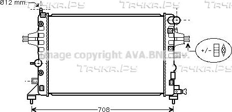 Радиатор охлаждения двигателя AVA для Opel Astra G 2007-2009. Артикул OLA2362