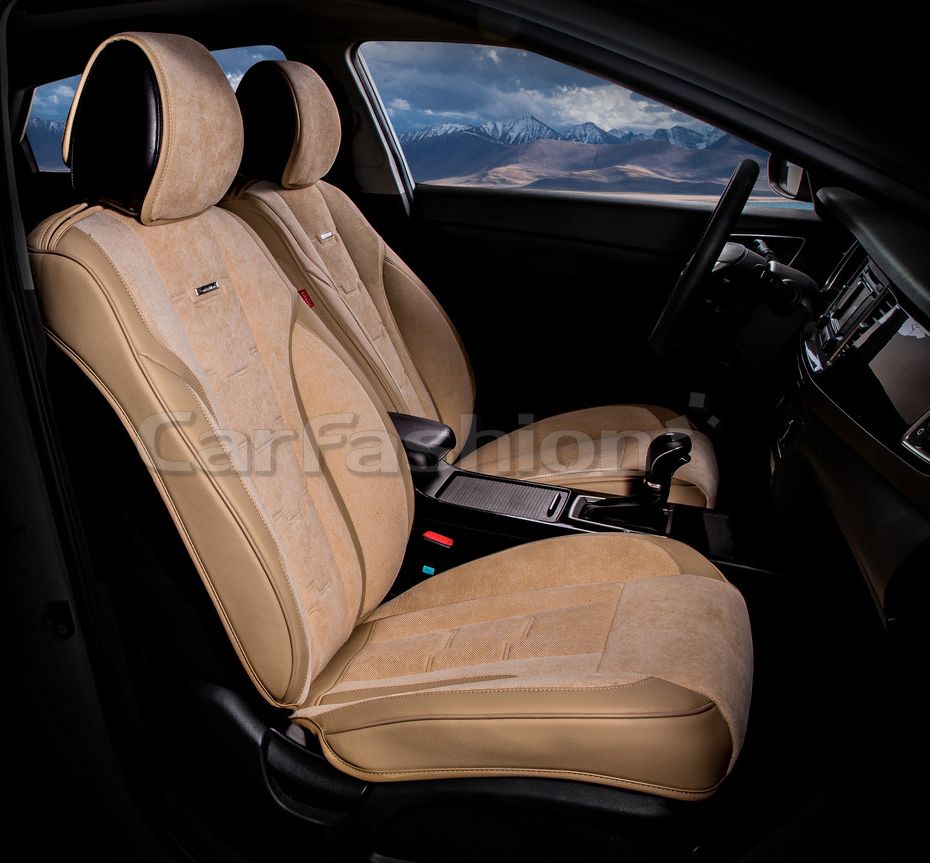 Накидки универсальные CarFashion Smart на передние сидения авто, цвет Бежевый/Бежевый/Бежевый. Артикул 21081