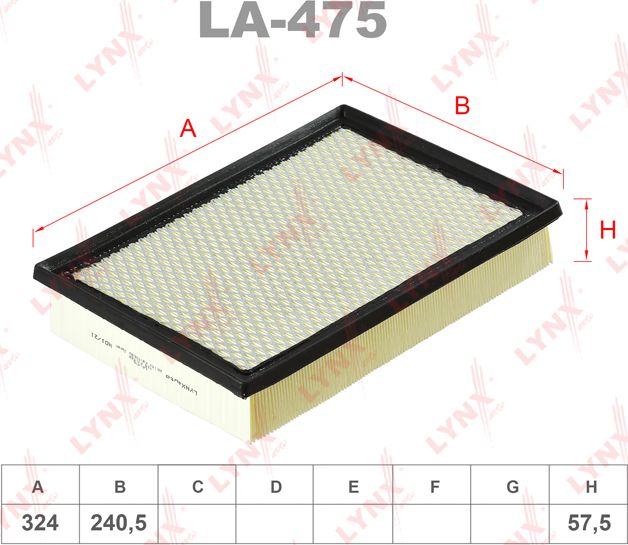 Воздушный фильтр LYNXauto. Артикул LA-475