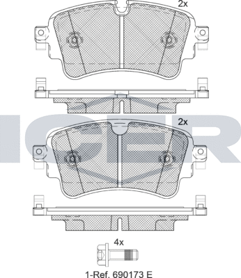 Тормозные колодки Icer задние для Audi A5 II (F5) 2016-2026. Артикул 182256
