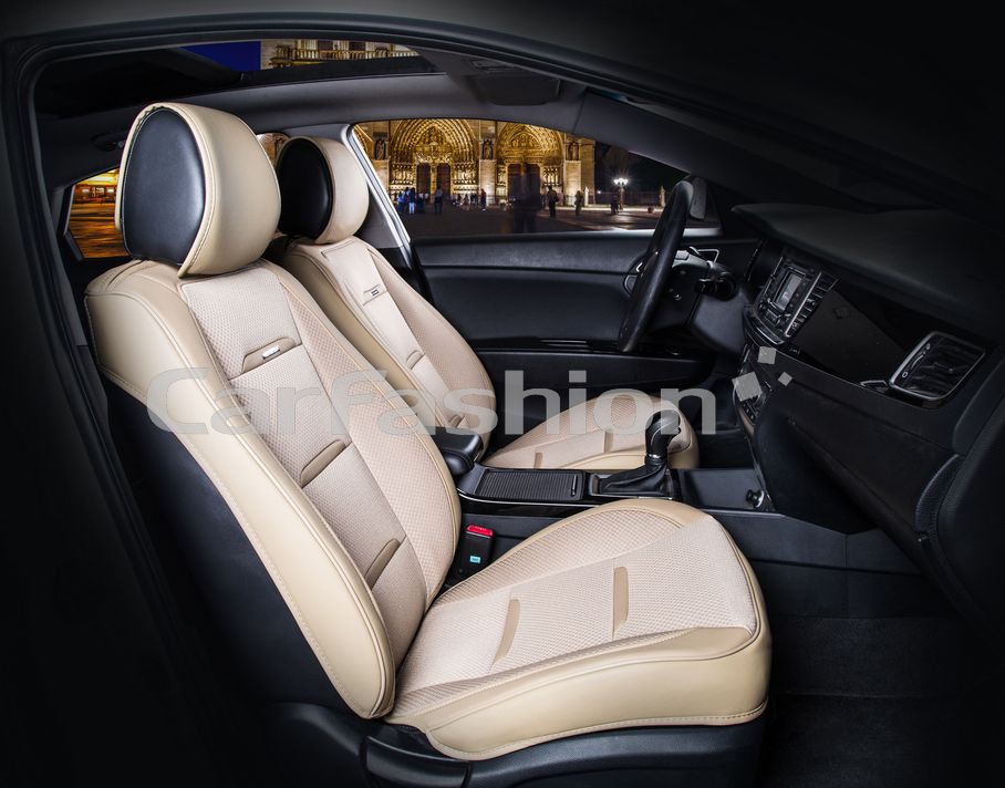 Накидки универсальные CarFashion Business на передние сидения авто, цвет Бежевый/Бежевый/Бежевый. Артикул 21441