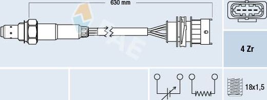 Лямбда-зонд (кислородный датчик) FAE. Артикул 77156