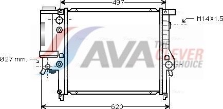 Радиатор охлаждения двигателя AVA. Артикул BW2137