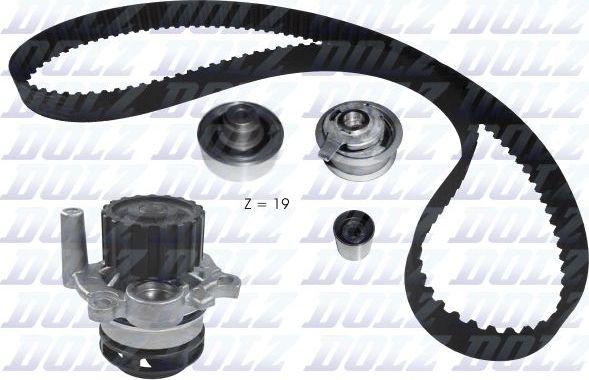 Помпа (водяной насос) с комплектом ремня ГРМ Dolz для SEAT Ibiza II 1996-2002. Артикул KD108