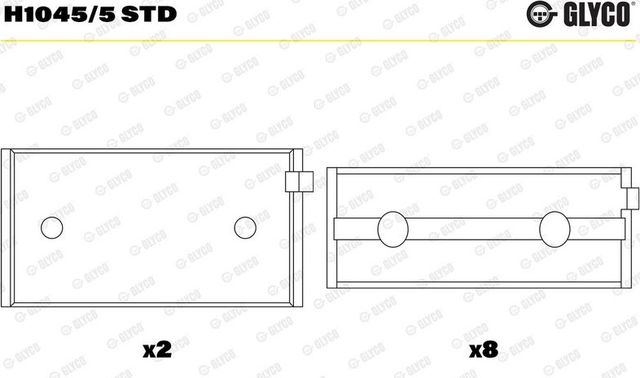 Вкладыши коренные Glyco для ВАЗ Samara (2108, 2109, 2113, 2114) 1987-2013. Артикул H1045/5 STD