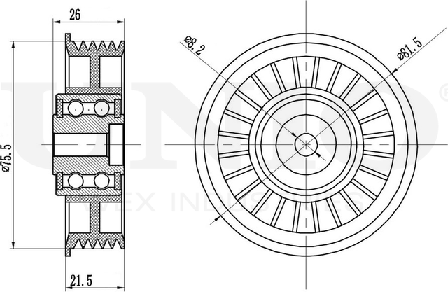 Ролик поликлинового ремня натяжной (Unio). Артикул TNS-10271