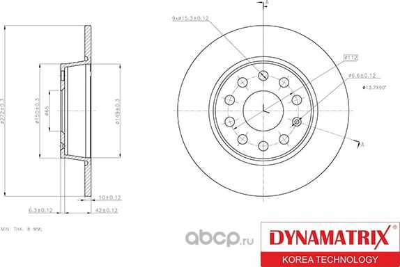 диск тормозной (Dynamatrix-Korea). Артикул DBD1895