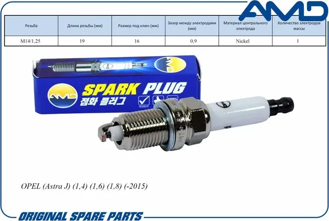 Свеча зажигания 1214016/ZFR6VG/AMD.PL172 (Nickel) AMD AMD. Артикул AMDPL172