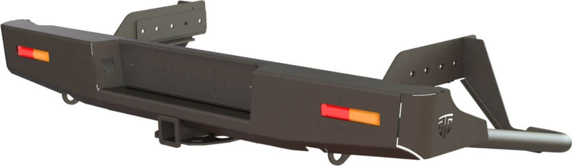 Бампер силовой STC задний для Isuzu D-MAX II 2012-2020 с квадратом под фаркоп и дублирующими фонарями. Артикул STC-ID-BR-L1