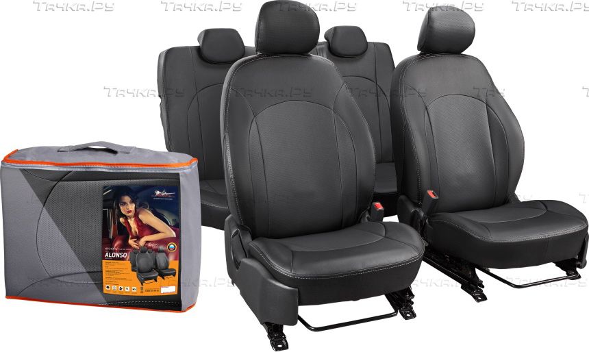 Чехлы Airline Alonso (экокожа) на сидения (зад. спин. 1/3) для Chevrolet Lacetti 2004-2013, цвет Черный. Артикул ACCS-A-02