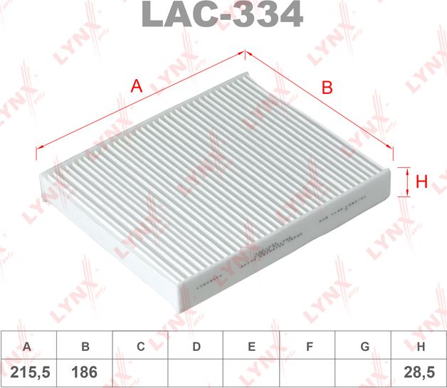 Салонный фильтр LYNXauto для Toyota Prius IV (XW50) 2015-2026. Артикул LAC-334